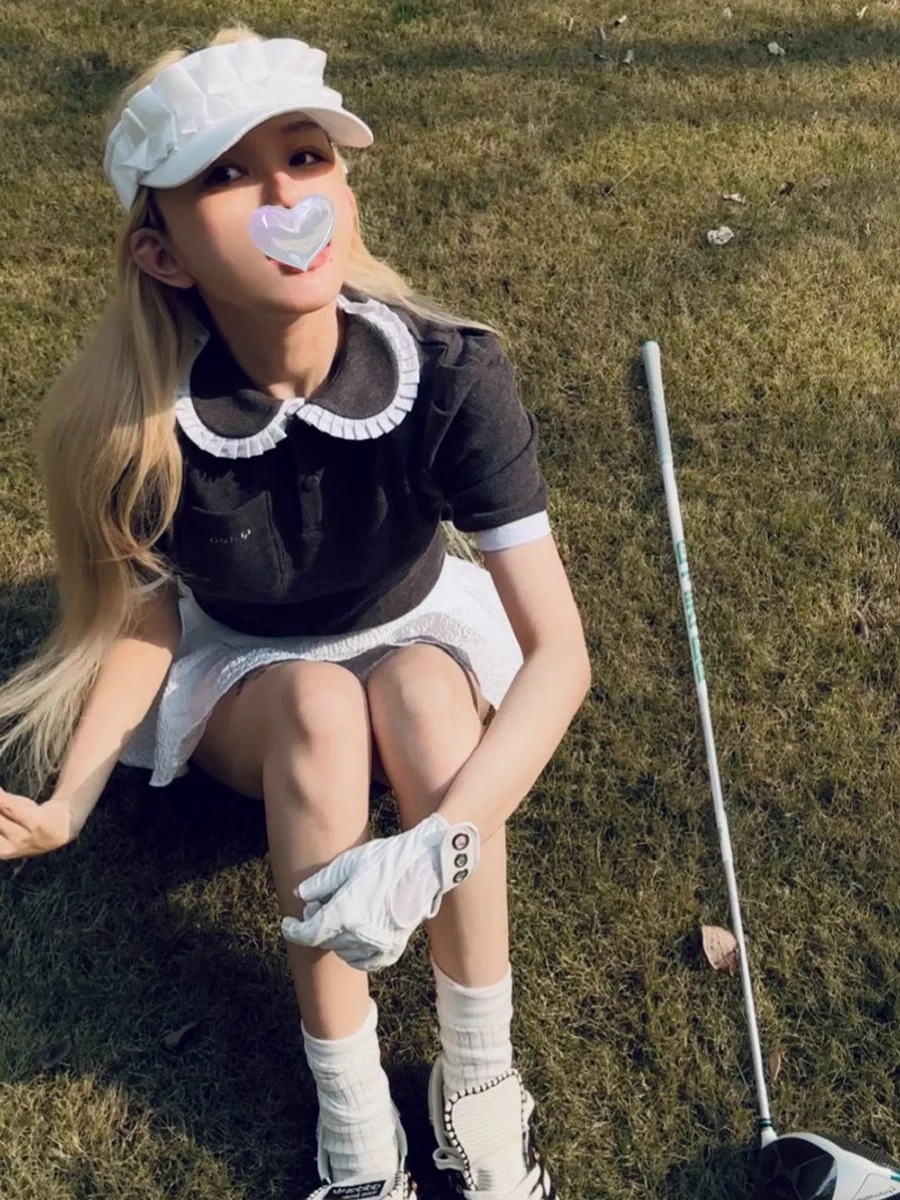 ゴルフウェア レディース スポーツウェア ケーキ型 スカート フリル 半袖 POLO ポロシャツ Tシャツ 上下セット 白 グレー 女性 テニスウェア 速乾 通気性 春 夏 韓国風 おしゃれ