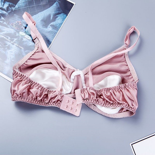 シルク　ブラジャー　ノンワイヤー　2個セット Qoo10] 二重シルク シルク ブラジャー ショーツ