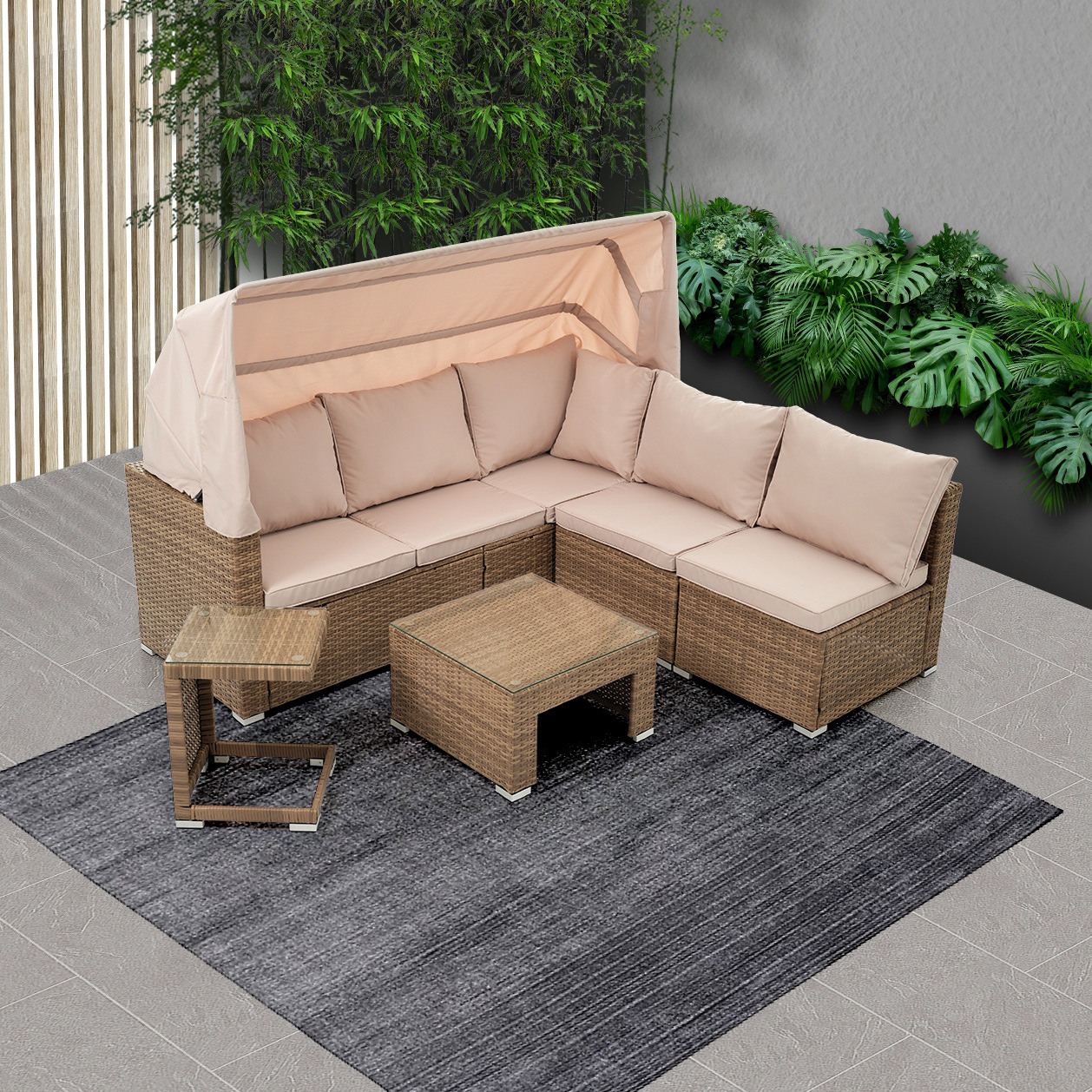 国内即発送!送.料.無.料!パラソル付き ガーデンファニチャー 5点 ガーデン テーブル チェアー ラタン調 テーブル 家具 樹脂 楽組 ホテル カフェ ベランダ テラス 高級 テラス ソファ ガ【元 国内即発送!送.料.無.料!パラソル付き ガーデンファニチャー 5点 ガーデン テーブル チェアー ラタン調 テーブル 家具 樹脂 楽組 ホテル カフェ ベランダ テラス 高級 テラス ソファ ガ【元