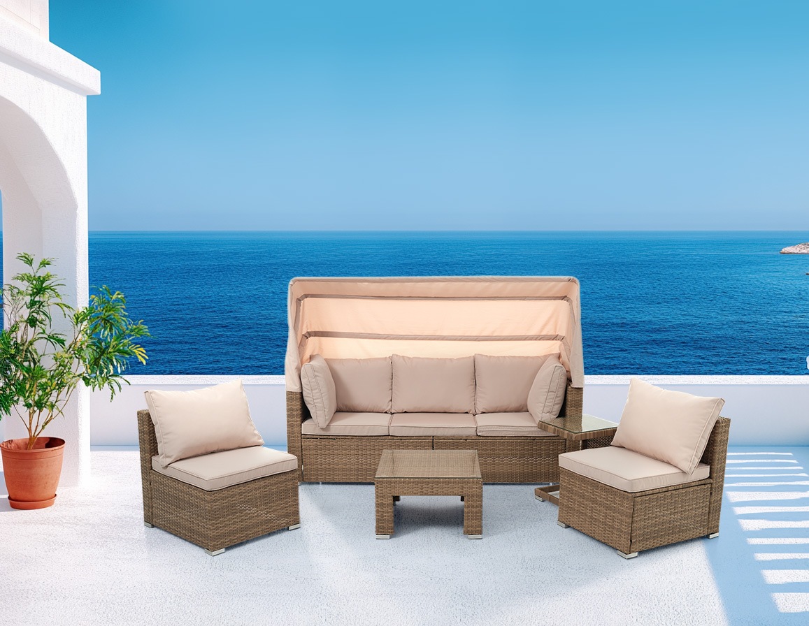 国内即発送!送.料.無.料!パラソル付き ガーデンファニチャー 5点 ガーデン テーブル チェアー ラタン調 テーブル 家具 樹脂 楽組 ホテル カフェ ベランダ テラス 高級 テラス ソファ ガ【元 国内即発送!送.料.無.料!パラソル付き ガーデンファニチャー 5点 ガーデン テーブル チェアー ラタン調 テーブル 家具 樹脂 楽組 ホテル カフェ ベランダ テラス 高級 テラス ソファ ガ【元