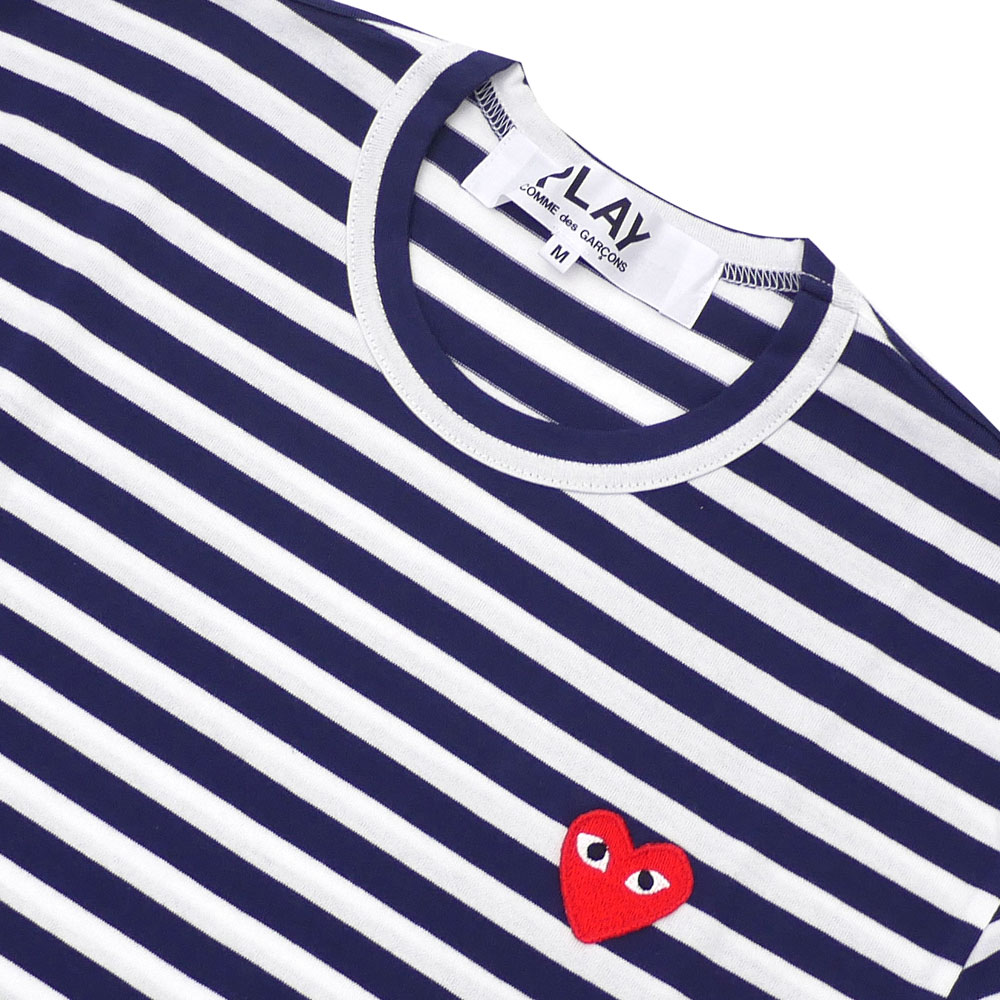 プレイ コムデギャルソン PLAY COMME des GARCONS MENS BORDER RED HEART LS TEE 長袖Tシャツ WHITExNAVY 202-000229-049