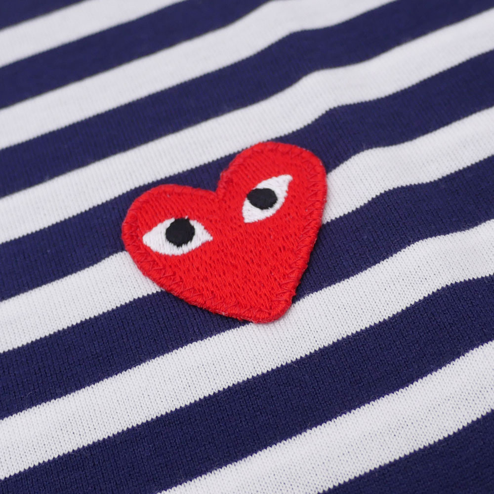 プレイ コムデギャルソン PLAY COMME des GARCONS MENS BORDER RED HEART LS TEE 長袖Tシャツ WHITExNAVY 202-000229-049