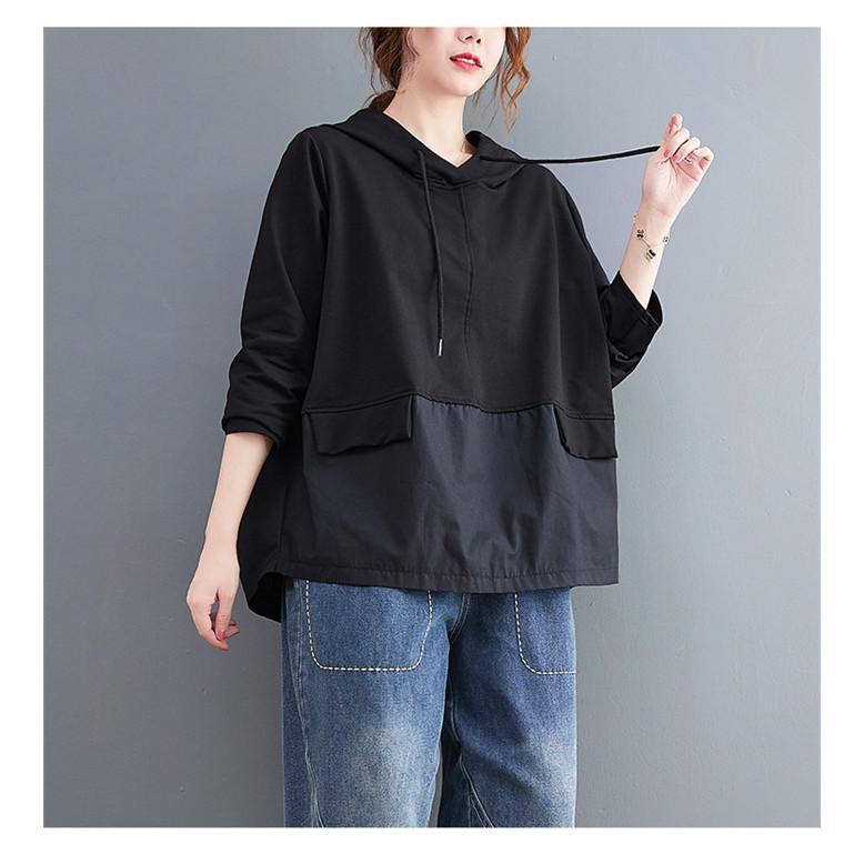 パーカー Tシャツ レディース ブラウス 春秋 フード付き 長袖 シャツブラウス ス 着心地 切り替え 大人 ゆったり 体型カバー 着痩せ カジュアル パーカー Tシャツ レディース ブラウス 春 夏 秋 リネン フード