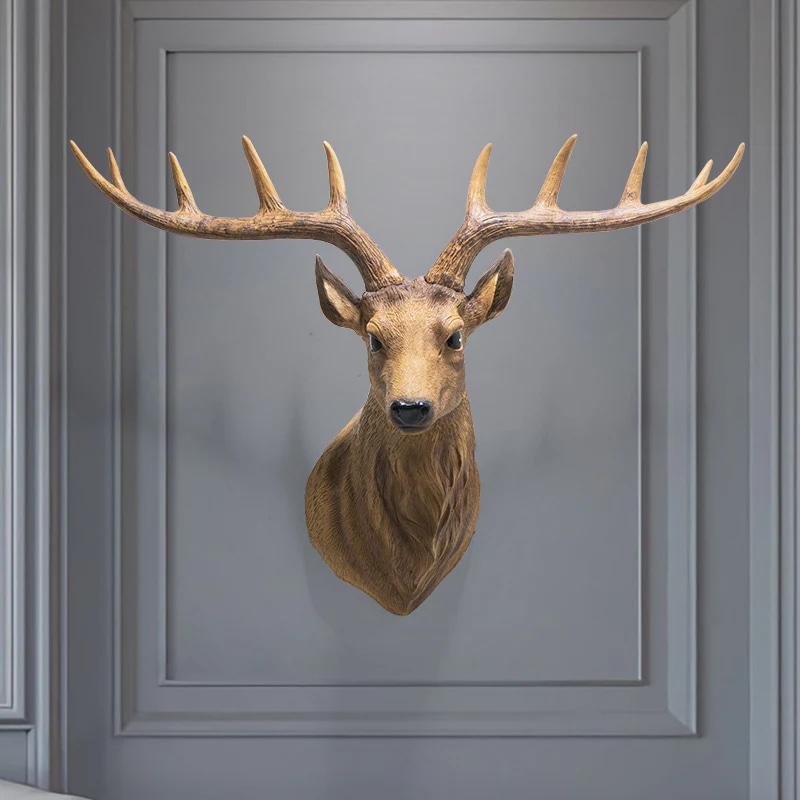 ハンティングトロフィー調 壁掛けインテリア 鹿 頭 ウォールインテリア 装飾　デコレーション 動物 アート モニュメント おしゃれ リビング 玄関 樹脂