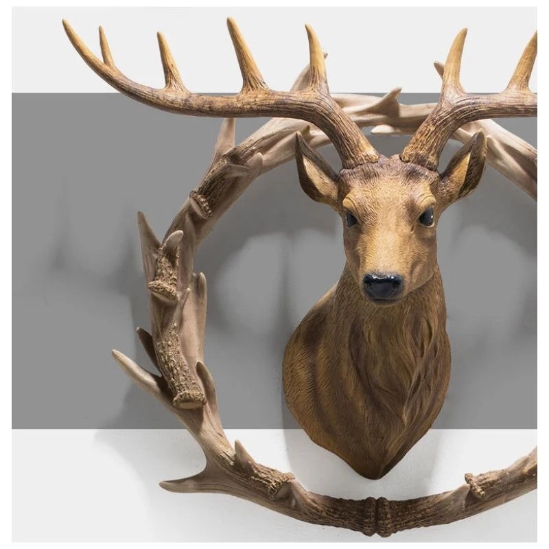 ハンティングトロフィー調 壁掛けインテリア 鹿 頭 ウォールインテリア 装飾　デコレーション 動物 アート モニュメント おしゃれ リビング 玄関 樹脂