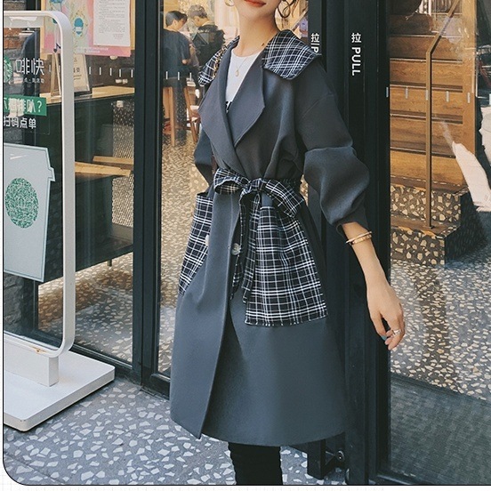 レディース チェスターコート アウター コート トレンチコート ドッキングデザイン チェック柄