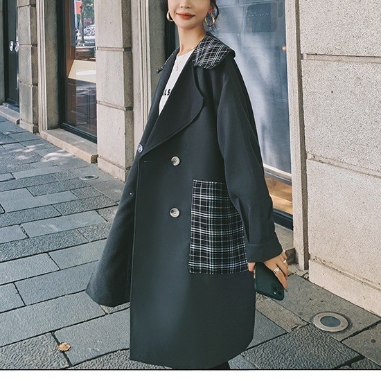 レディース チェスターコート アウター コート トレンチコート ドッキングデザイン チェック柄