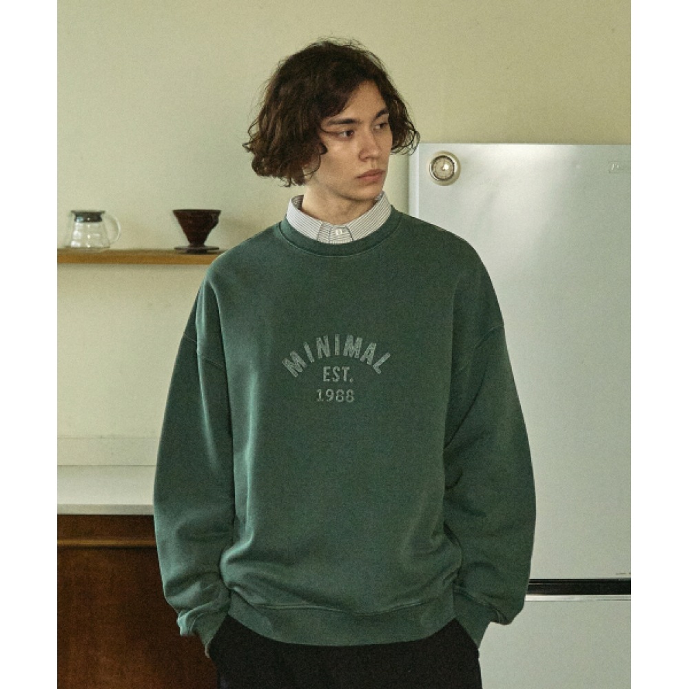 ミニマルプロジェクトアップリケアーチロゴスウェットシャツ MMT133 [ブルーグリーン]