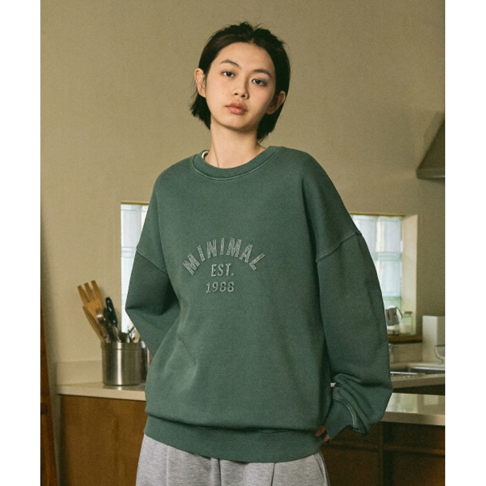 ミニマルプロジェクトアップリケアーチロゴスウェットシャツ MMT133 [ブルーグリーン]