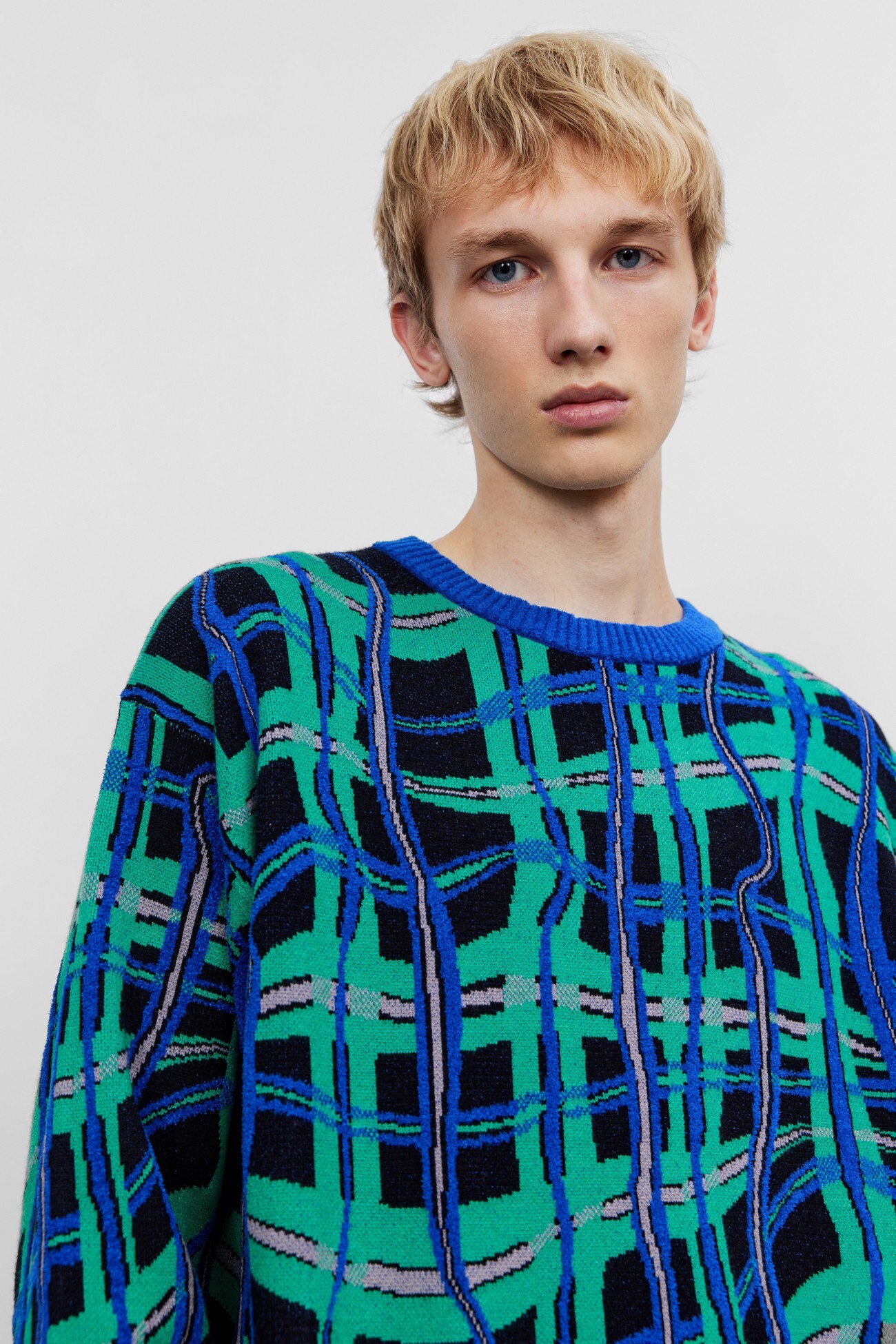 冬 紳士服 トレンド コントラストカラー ツイスト チェック プルオーバー ウォームセーター ブルー XS S M L トップス 袖あり 長袖 きれいめ シンプル おしゃれ お洒落 かっこいい ラフ 冬 紳士服 トレンド コントラストカラー ツイスト チェック プルオーバー ウォームセーター ブルー XS S M L トップス 袖あり 長袖 きれいめ シンプル おしゃれ お洒落 かっこいい ラフ