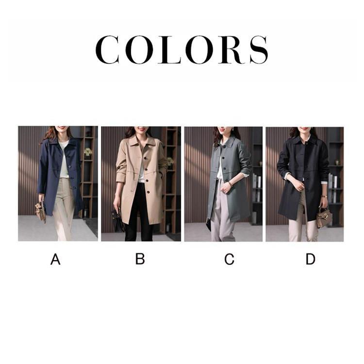 トレンチコート レディース 40代 ミディアム丈ジャケット ステンカラースプリングコート 春コート 長袖アウター 秋服 カジュアル韓国風 通勤バーカー 30代 50代 トレンチコート レディース 40代 ミディアム丈ジャケット ステンカラースプリングコート 春コート 長袖アウター 秋服 カジュアル韓国風 通勤バーカー 30代 50代