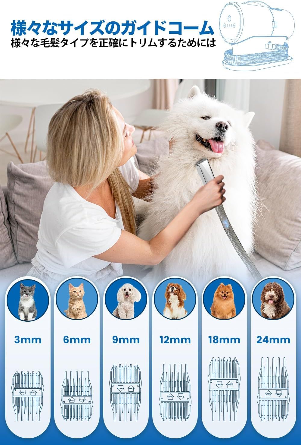 犬用バリカン ペット用バリカン グルーミング掃除機 12000Pa 超強力吸引 2L大容量 5in1多機能ペット掃除機 低騒音 犬 猫美容器 Botluxe 犬用バリカン ペット用バリカン グルーミング掃除機 12000Pa 超強力吸引 2L大容量 5in1多機能ペット掃除機 低騒音 犬 猫美容器 Botluxe