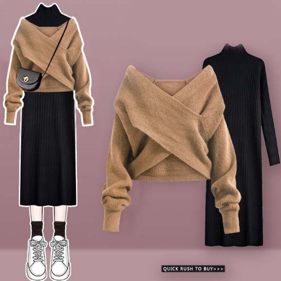 【 今季大注目のアップ】 こだわりデザイン ファッション 不規則 ノー カラー セーター シンプル ロング きれいIライン ワンピース セットアップ 秋 冬 レディース 【 今季大注目のアップ】 こだわりデザイン ファッション 不規則 ノー カラー セーター シンプル ロング きれいIライン ワンピース セットアップ 秋 冬 レディース