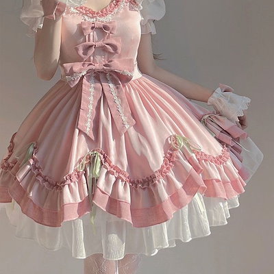 ロリータ 二次元 ピンクが可愛いロリータ花嫁優しいお洋服ロリータプリンセススカート