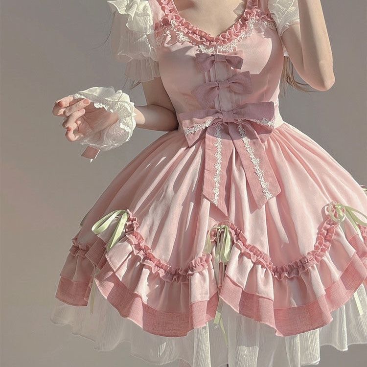 ロリータ 二次元 ピンクが可愛いロリータ花嫁優しいお洋服ロリータプリンセススカート
