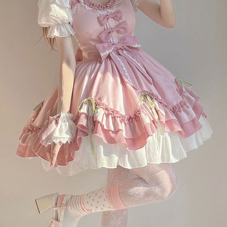 ロリータ 二次元 ピンクが可愛いロリータ花嫁優しいお洋服ロリータプリンセススカート