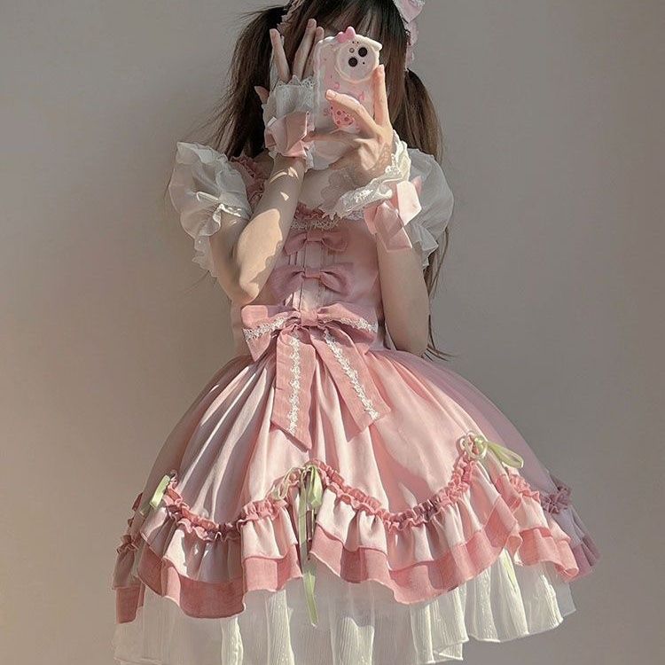 ロリータ 二次元 ピンクが可愛いロリータ花嫁優しいお洋服ロリータプリンセススカート