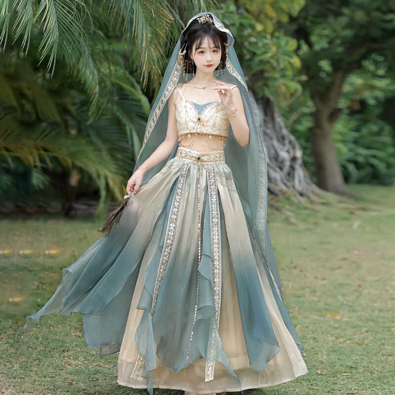 【フルセット】女性夏超仙蛍漫星洲西域胸服半分スカートベール 【フルセット】女性夏超仙蛍漫星洲西域胸服半分スカートベール