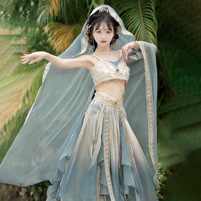 【フルセット】女性夏超仙蛍漫星洲西域胸服半分スカートベール 【フルセット】女性夏超仙蛍漫星洲西域胸服半分スカートベール