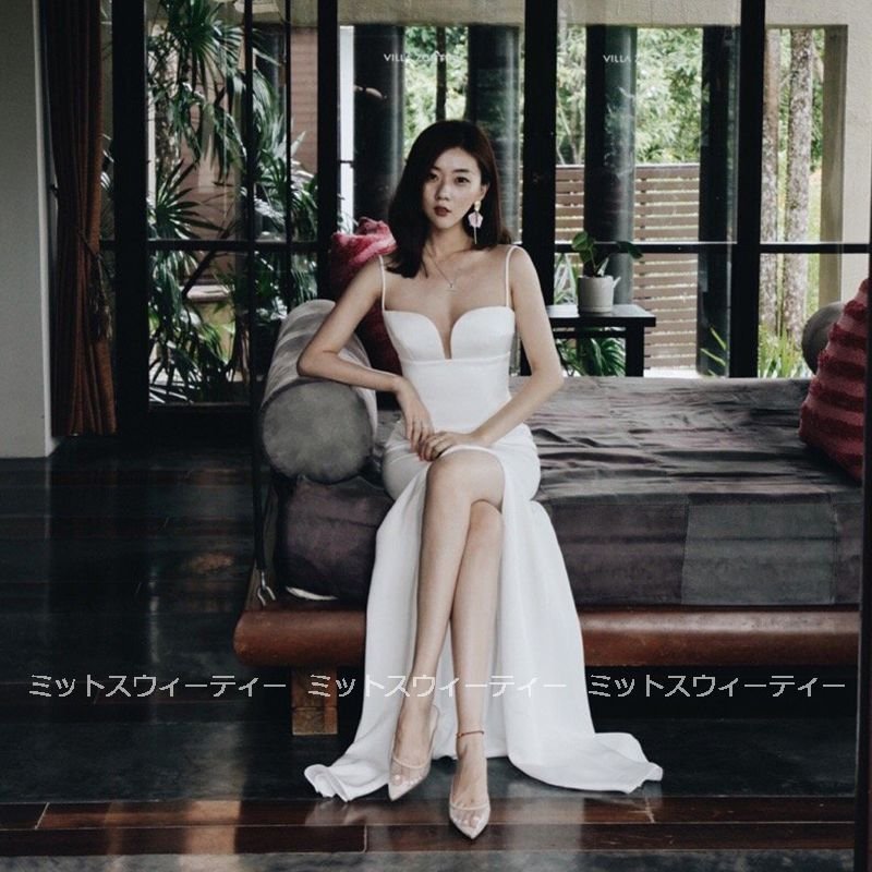 ウエディングドレス マーメイドラインドレス 花嫁 白 ロングドレス 結婚式 二次会 キャミソール セクシー ブライダル パーティードレス 前撮り 披露宴 演奏会