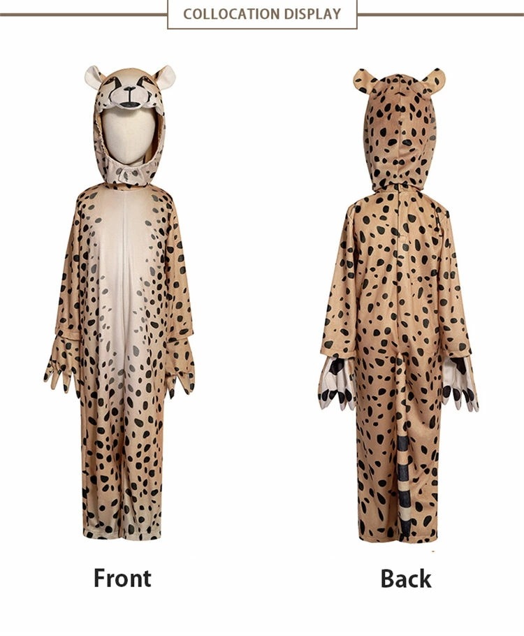 ハロウィン 衣装 子供 コスプレ 豹 アニマル オールインワン 女の子 男の子 コスチューム 可愛い 動物 コスチューム Halloween パーティー 仮装 変装 文化祭 発表会 95～145cm