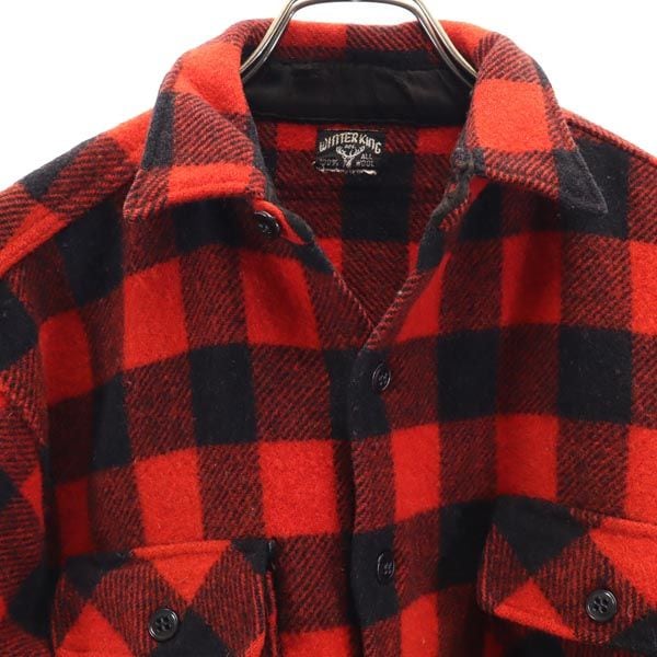 ウィンターキング 50s ヴィンテージ 三角マチ ウール チェック柄 長袖 シャツ レッド×黒 WINTER KING メンズ