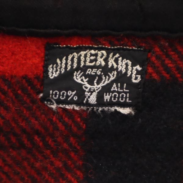 ウィンターキング 50s ヴィンテージ 三角マチ ウール チェック柄 長袖 シャツ レッド×黒 WINTER KING メンズ