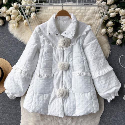 【即納】ダウンジャケット レディース ダウン ショート丈 アウター 中綿コート レディース ショートダウン 韓国 無地 ガーリー 秋 冬 長袖 可愛い キルティング フリル ポンポン フェイクファー 【即納】ダウンジャケット レディース ダウン ショート丈 アウター 中綿コート レディース ショートダウン 韓国 無地 ガーリー 秋 冬 長袖 可愛い キルティング フリル ポンポン フェイクファー