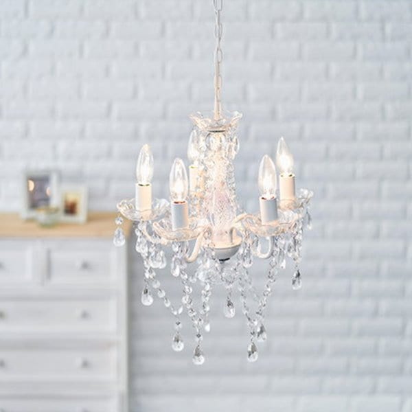 シャンデリア 5灯 小型 ミニ アクリル製 白熱灯付き LED対応 おしゃれ ペンダントライト 天井照明器具 シャンデリア 5灯 小型 ミニ アクリル製 白熱灯付き LED対応 おしゃれ ペンダントライト 天井照明器具