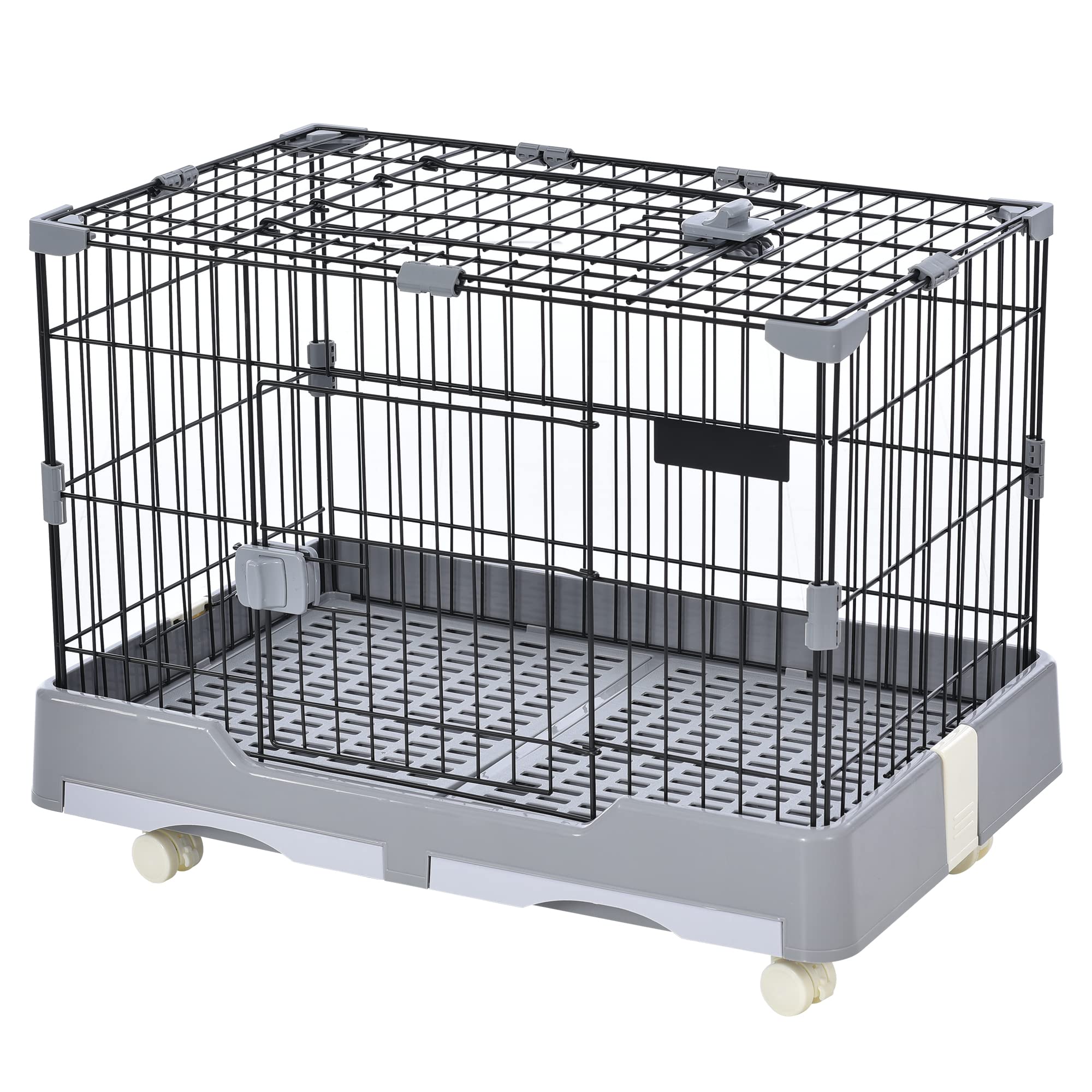 BTM ケージ ウサギケージ 犬ケージ 猫ケージ 小動物用 室内飼い 引き出しトイレ付 掃除簡単 スチール製 移動便利 キャスター付 天井扉 脱走防止 犬 猫 うさぎ ハムスター 頑丈 キャット 休憩