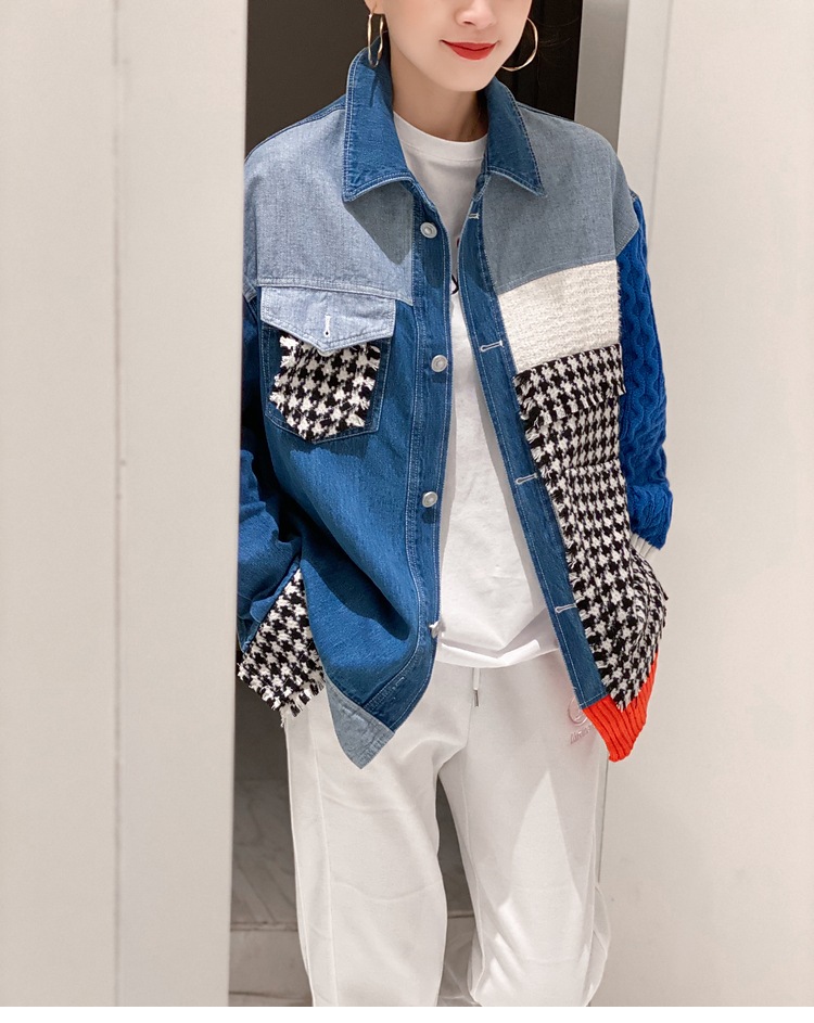 レディース 長袖 ボリューム袖 異国風 アメカジ デニム かわいい おしゃれ かっこいい レトロ エキゾチック こなれ感 個性的 クール 主役級 存在感 ヴィンテージ 無地 千鳥格子 秋 冬 学生