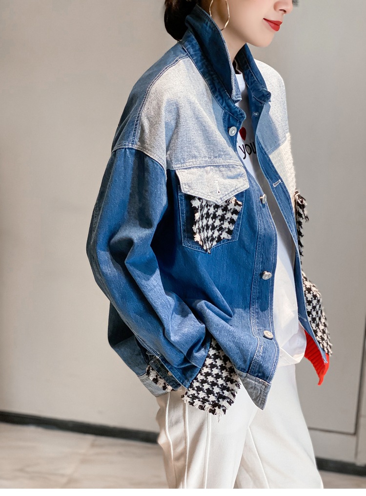 レディース 長袖 ボリューム袖 異国風 アメカジ デニム かわいい おしゃれ かっこいい レトロ エキゾチック こなれ感 個性的 クール 主役級 存在感 ヴィンテージ 無地 千鳥格子 秋 冬 学生