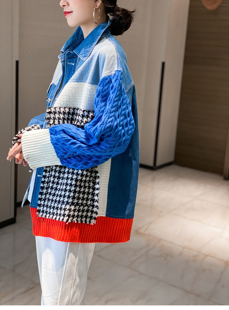 レディース 長袖 ボリューム袖 異国風 アメカジ デニム かわいい おしゃれ かっこいい レトロ エキゾチック こなれ感 個性的 クール 主役級 存在感 ヴィンテージ 無地 千鳥格子 秋 冬 学生