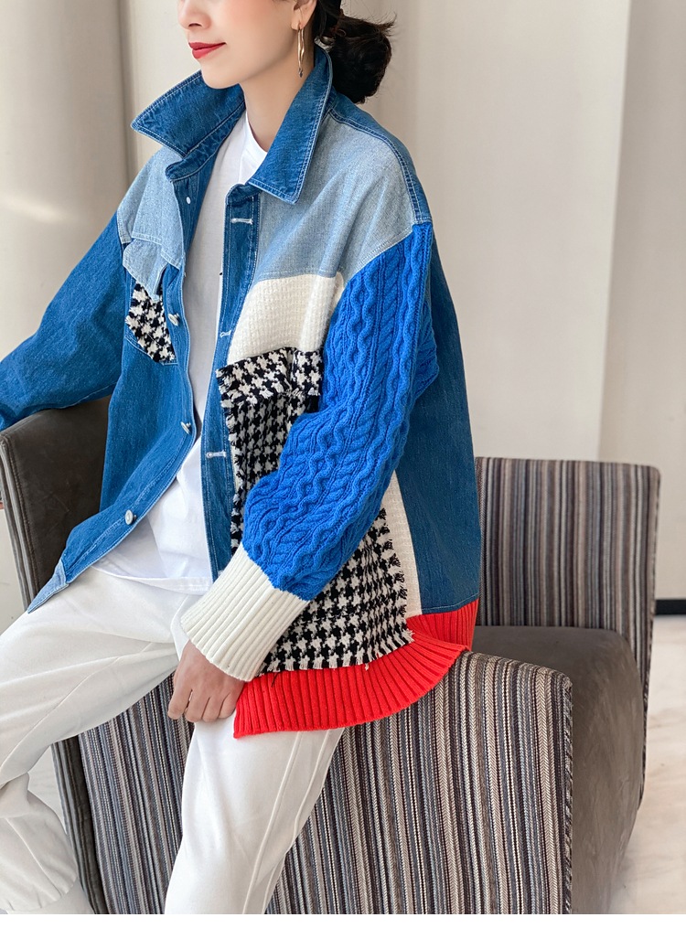 レディース 長袖 ボリューム袖 異国風 アメカジ デニム かわいい おしゃれ かっこいい レトロ エキゾチック こなれ感 個性的 クール 主役級 存在感 ヴィンテージ 無地 千鳥格子 秋 冬 学生