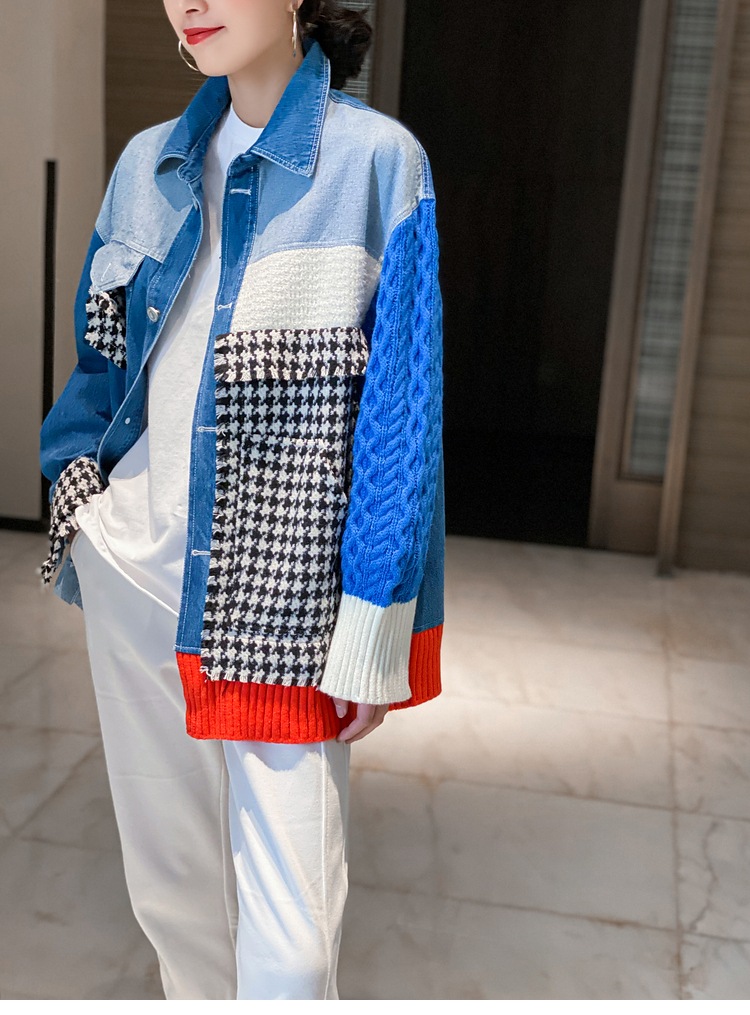 レディース 長袖 ボリューム袖 異国風 アメカジ デニム かわいい おしゃれ かっこいい レトロ エキゾチック こなれ感 個性的 クール 主役級 存在感 ヴィンテージ 無地 千鳥格子 秋 冬 学生