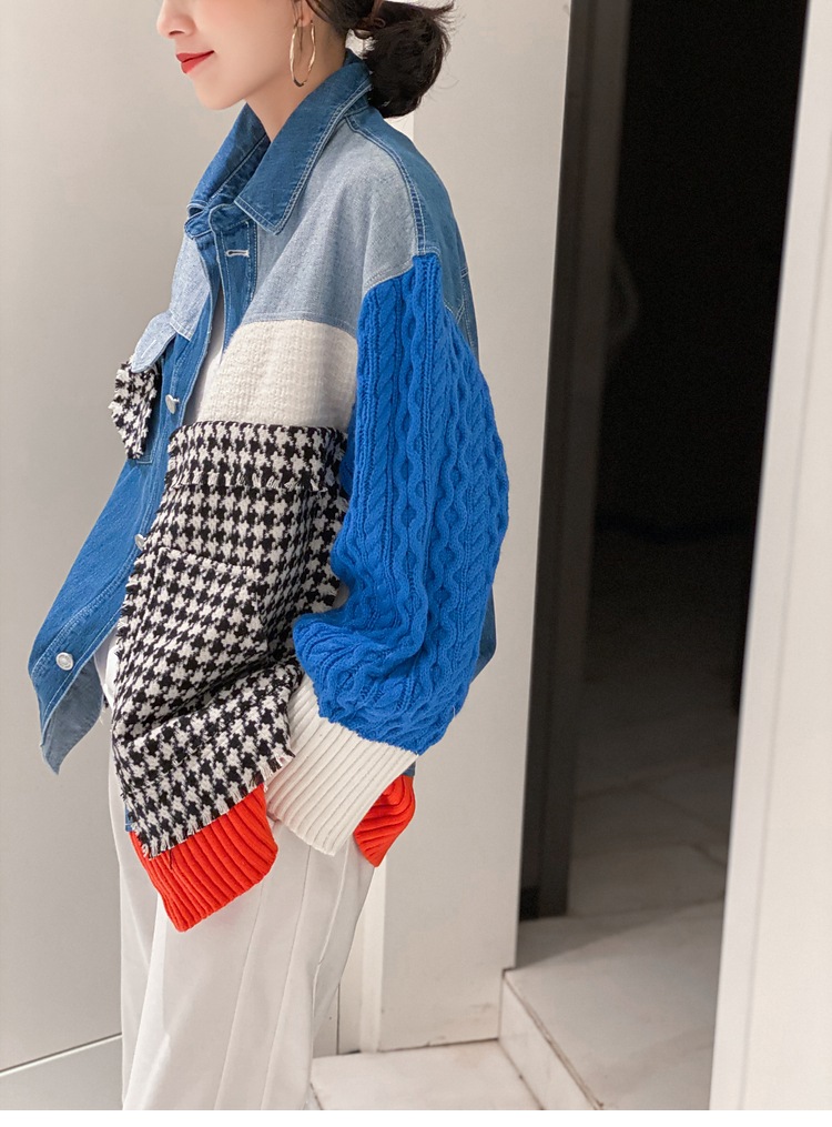 レディース 長袖 ボリューム袖 異国風 アメカジ デニム かわいい おしゃれ かっこいい レトロ エキゾチック こなれ感 個性的 クール 主役級 存在感 ヴィンテージ 無地 千鳥格子 秋 冬 学生