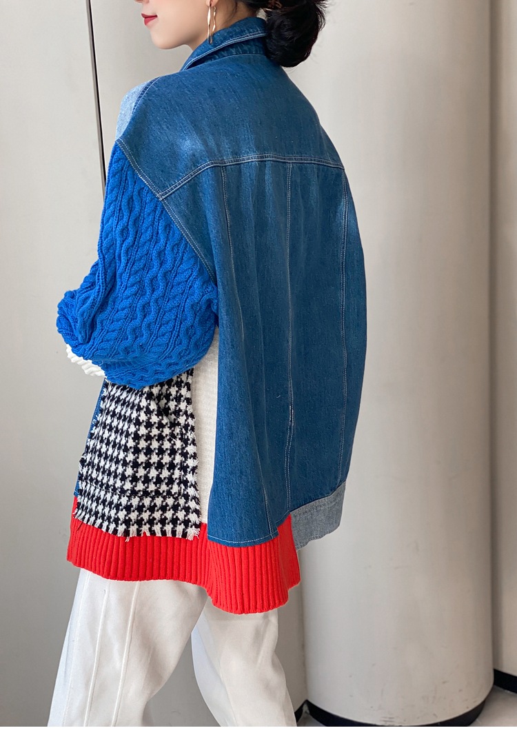 レディース 長袖 ボリューム袖 異国風 アメカジ デニム かわいい おしゃれ かっこいい レトロ エキゾチック こなれ感 個性的 クール 主役級 存在感 ヴィンテージ 無地 千鳥格子 秋 冬 学生