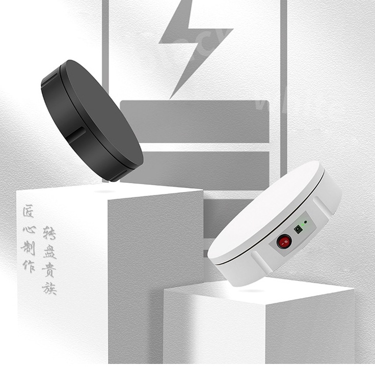 回転式ディスプレイスタンドリモコンD22cm50KG-ロード可能な電気360度回転写真ジュエリーターンテーブルスタンドブラックYS220B