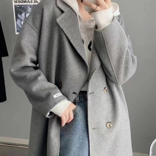 アウター コート ロング ウールコート レディース ウール ロングコート シンプル ゆったり 暖かい 大人 オフィス ポケット付き おしゃれ 無地 ブラック 通勤 秋 冬