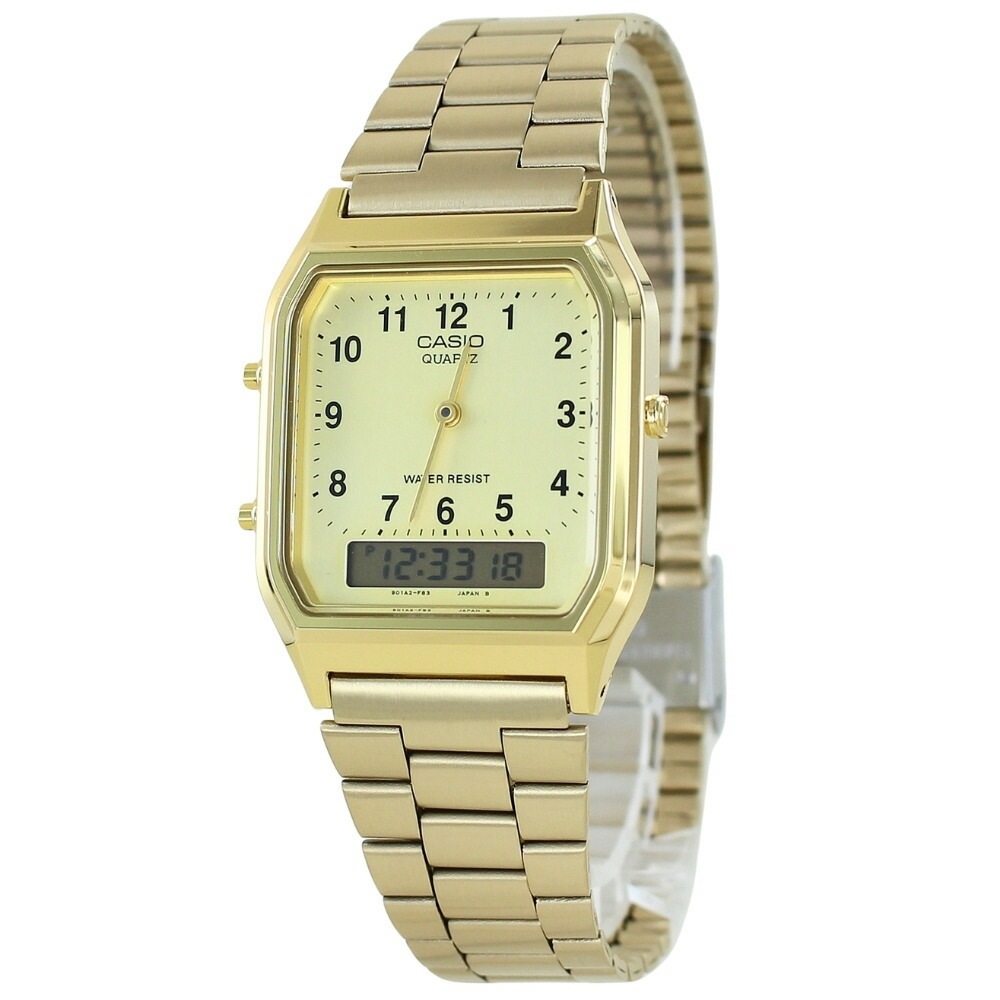 ペアウォッチ カシオ スタンダード 腕時計 手表 ペア 腕時計ボックス付き アナログデタル 角型 ゴールド 男女兼用 お揃い シンプル メタルバンド 時計 ブランド 誕生日プレゼント カップル 夫婦