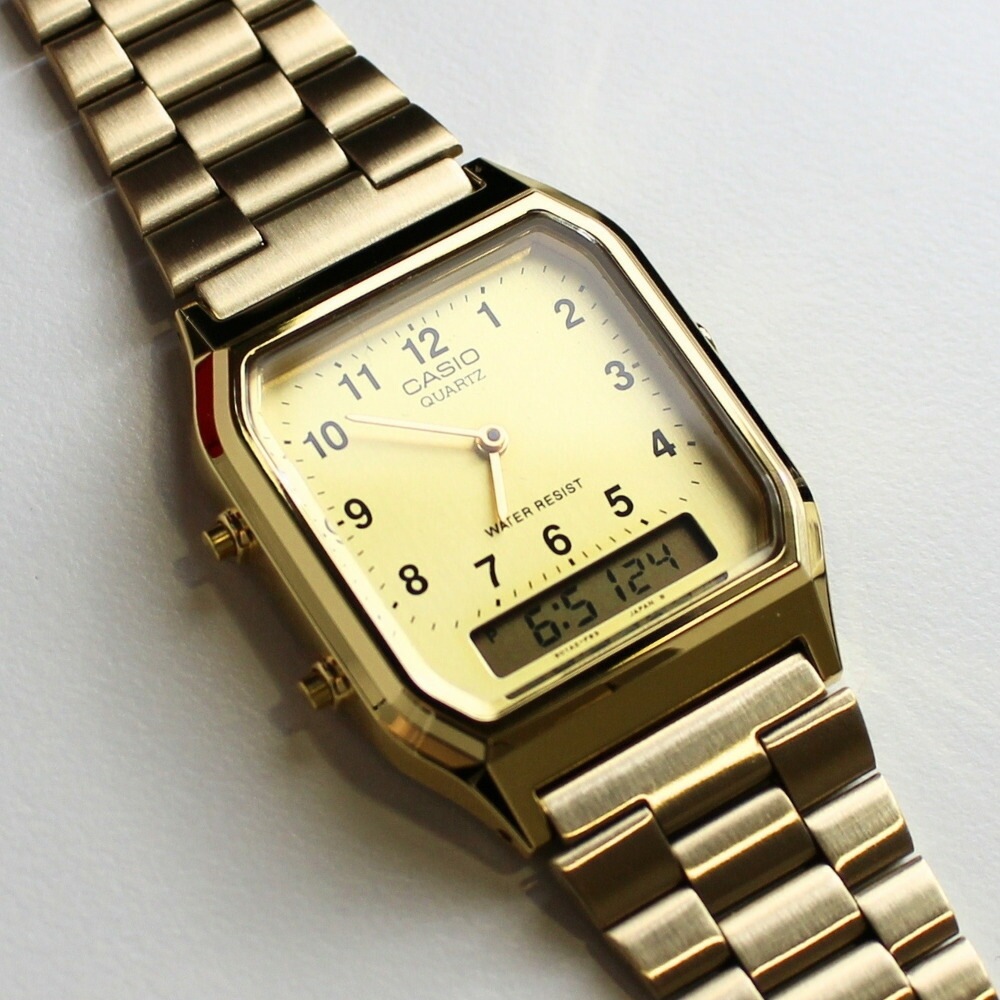 ペアウォッチ カシオ スタンダード 腕時計 手表 ペア 腕時計ボックス付き アナログデタル 角型 ゴールド 男女兼用 お揃い シンプル メタルバンド 時計 ブランド 誕生日プレゼント カップル 夫婦