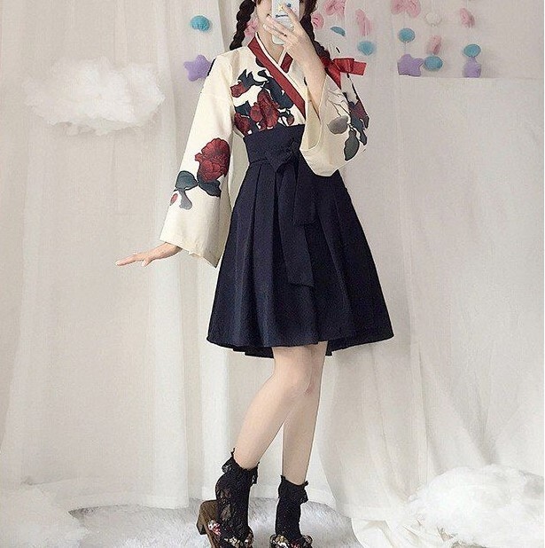 ハロウィン ハロインナイト ゴスロリ 着物 スーツ 袴 フラワー 花柄 プリント柄 ネイビー レッド ハロウィン ハロインナイト ゴスロリ 着物 スーツ 袴 フラワー 花柄 プリント柄 ネイビー レッド