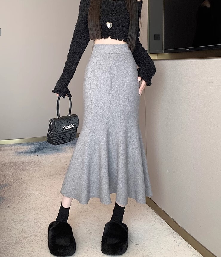 ワンステップ スカート ニットスカート ロング丈 フィッシュテール かわいい 大人可愛い きれいめ カジュアル 大人 上品 おしゃれ お洒落 かっこいい 大人女子 ラブリー キュート ガーリー 個性的