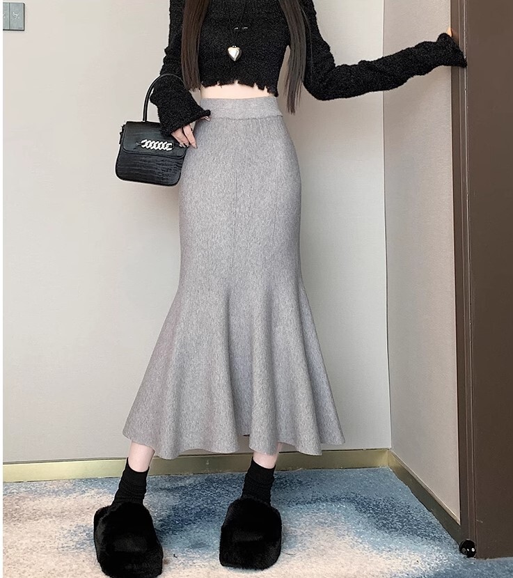 ワンステップ スカート ニットスカート ロング丈 フィッシュテール かわいい 大人可愛い きれいめ カジュアル 大人 上品 おしゃれ お洒落 かっこいい 大人女子 ラブリー キュート ガーリー 個性的