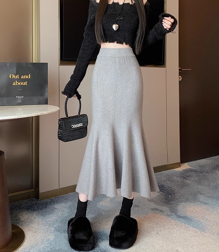 ワンステップ スカート ニットスカート ロング丈 フィッシュテール かわいい 大人可愛い きれいめ カジュアル 大人 上品 おしゃれ お洒落 かっこいい 大人女子 ラブリー キュート ガーリー 個性的