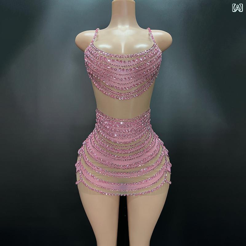 ドレス パーティー レディース ピンク ラインストーン 薄手 スリング ヒップ スカート 音楽 祭 女性 歌手 パフォーマンス 服 誕生日 パーティー ドレス バー コ ドレス パーティー レディース ピンク ラインストーン 薄手 スリング ヒップ スカート 音楽 祭 女性 歌手 パフォーマンス 服 誕生日 パーティー ドレス バー コ