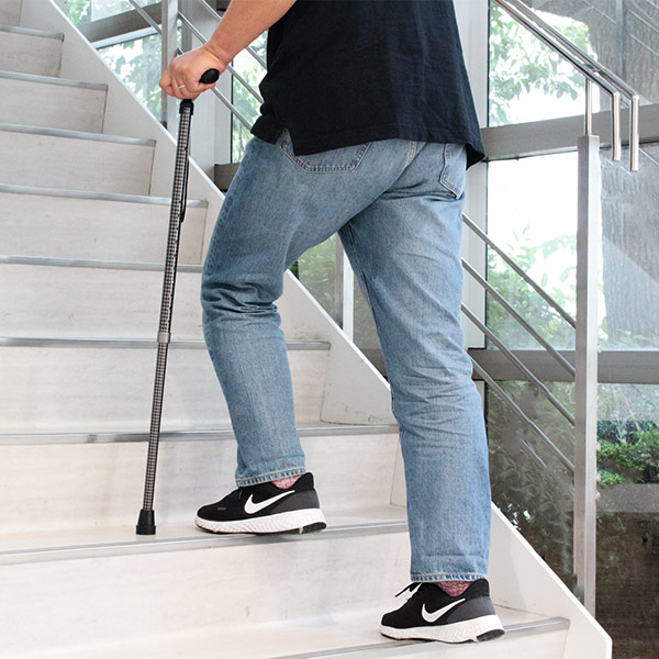 杖 かるがも オム 身長185cm ステッキ 伸縮 男性 介護 送料無料 10段階調節
