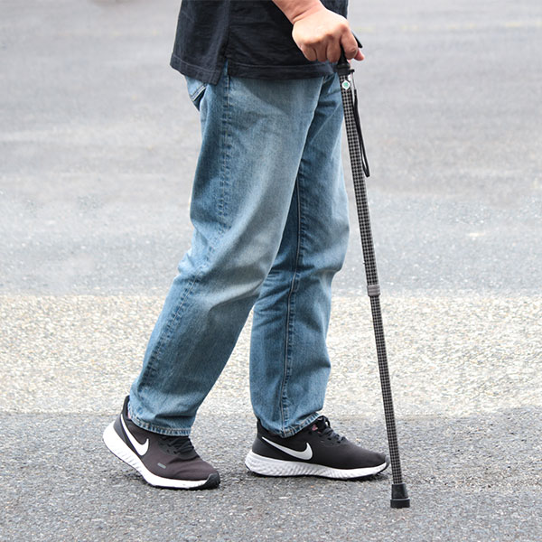 杖 かるがも オム 身長185cm ステッキ 伸縮 男性 介護 送料無料 10段階調節