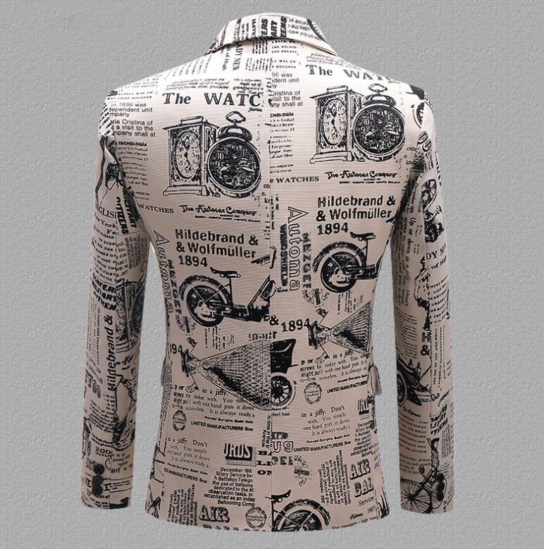 【急速出荷!】メンズ ステージ衣装 スーツジャケット 花柄 総柄 一個釦 スーツ タキシード 紳士服 孔雀ジャカード おしゃれ アメカジ 個性 新聞プリント 舞台 スーツ 結婚式 パーティー 忘 DJ