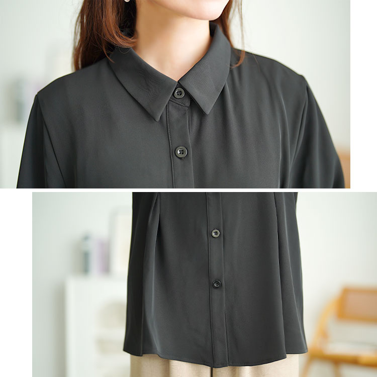大きいサイズ レディース トップス ブラウス シャツ ウエストタックペプラムブラウス レギュラーカラー 長袖 ボタン タック ペプラム 羽織 通勤 オフィス きれいめ カジュアル オフィスカジュアル